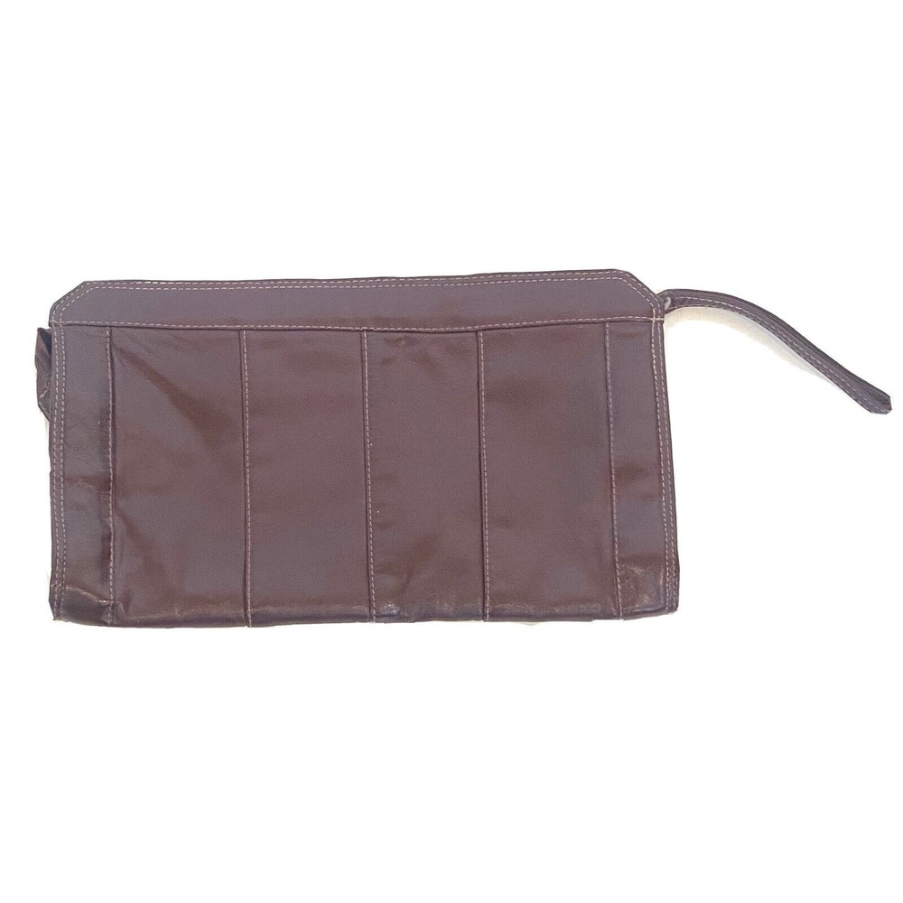 Hudson’s Vintage Leather Purse Clutch Burgundy Brown Zipper